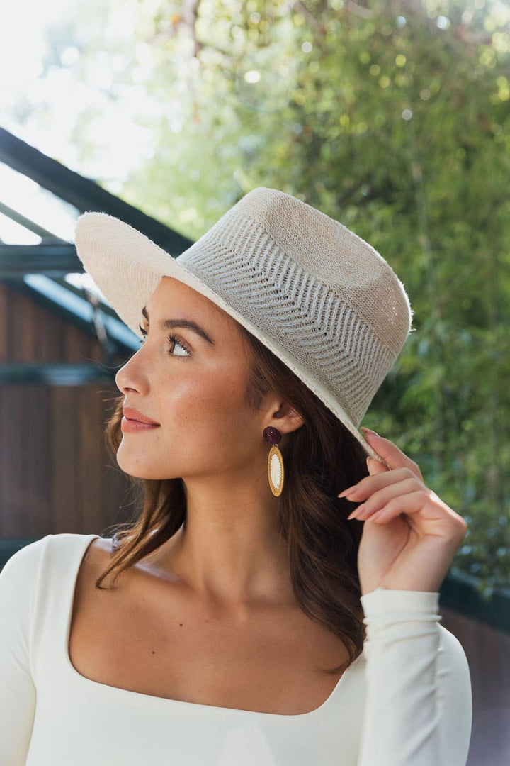 Pinched Front Wide Brim Western Style Hat: Natural