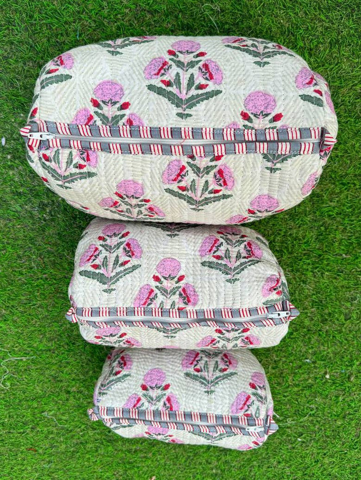 White Cotton Quilted Bag Hand Block Printed Bag Women Bags