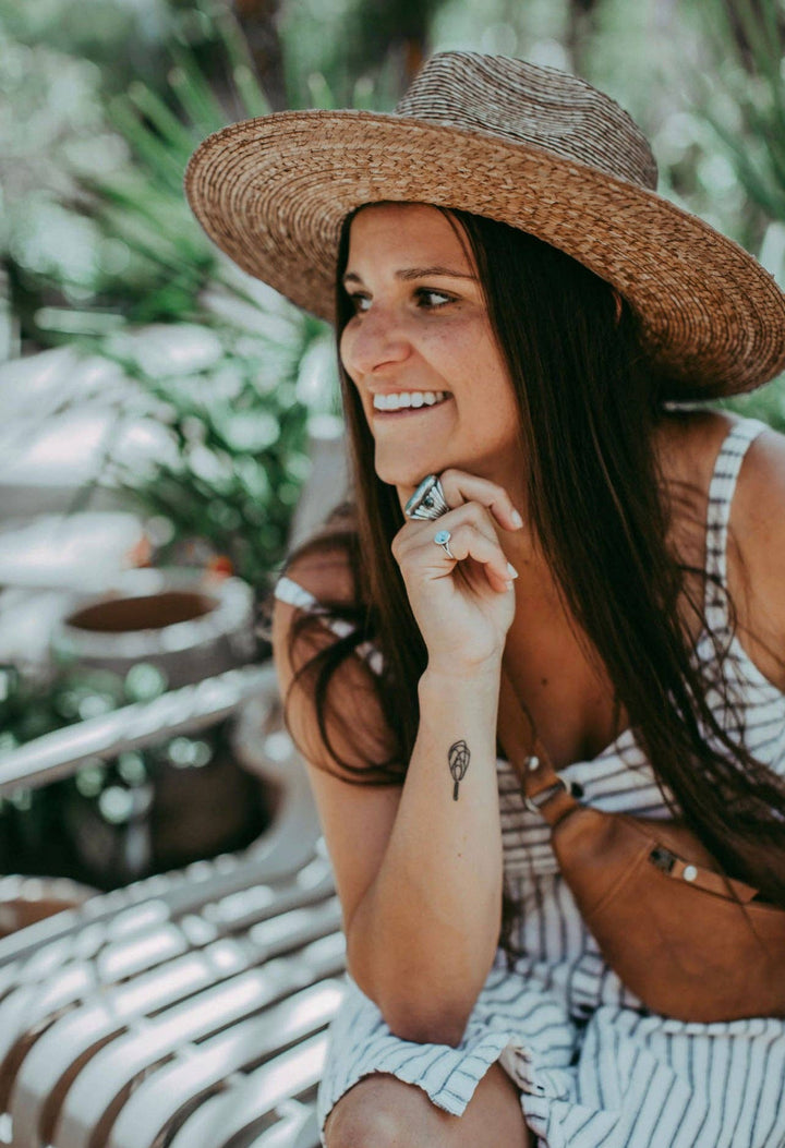 Sadie | Palm Straw Rancher Hat Wide Brim: M/L