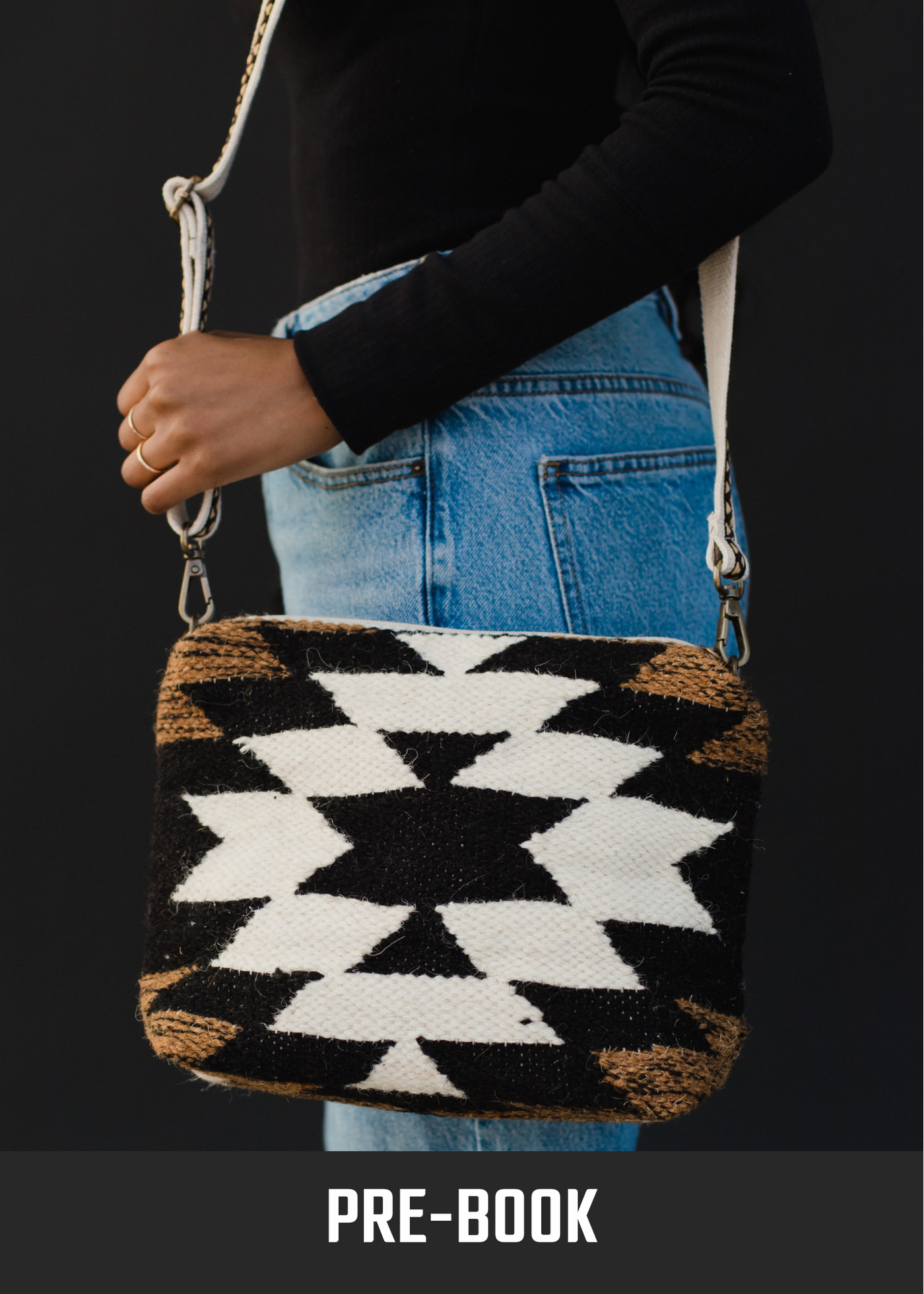 Black, White & Brown Aztec Crossbody