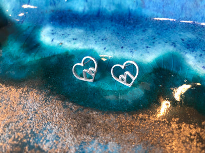 Stainless Steel Mountain Heart Earrings