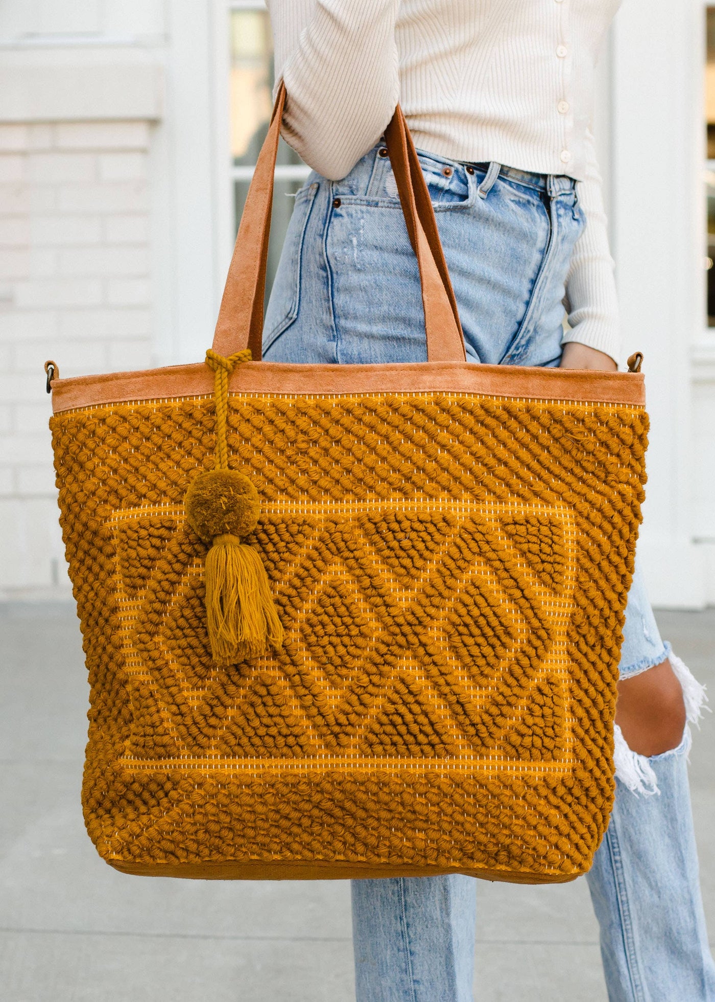 Mustard Diamond Pattern Tote
