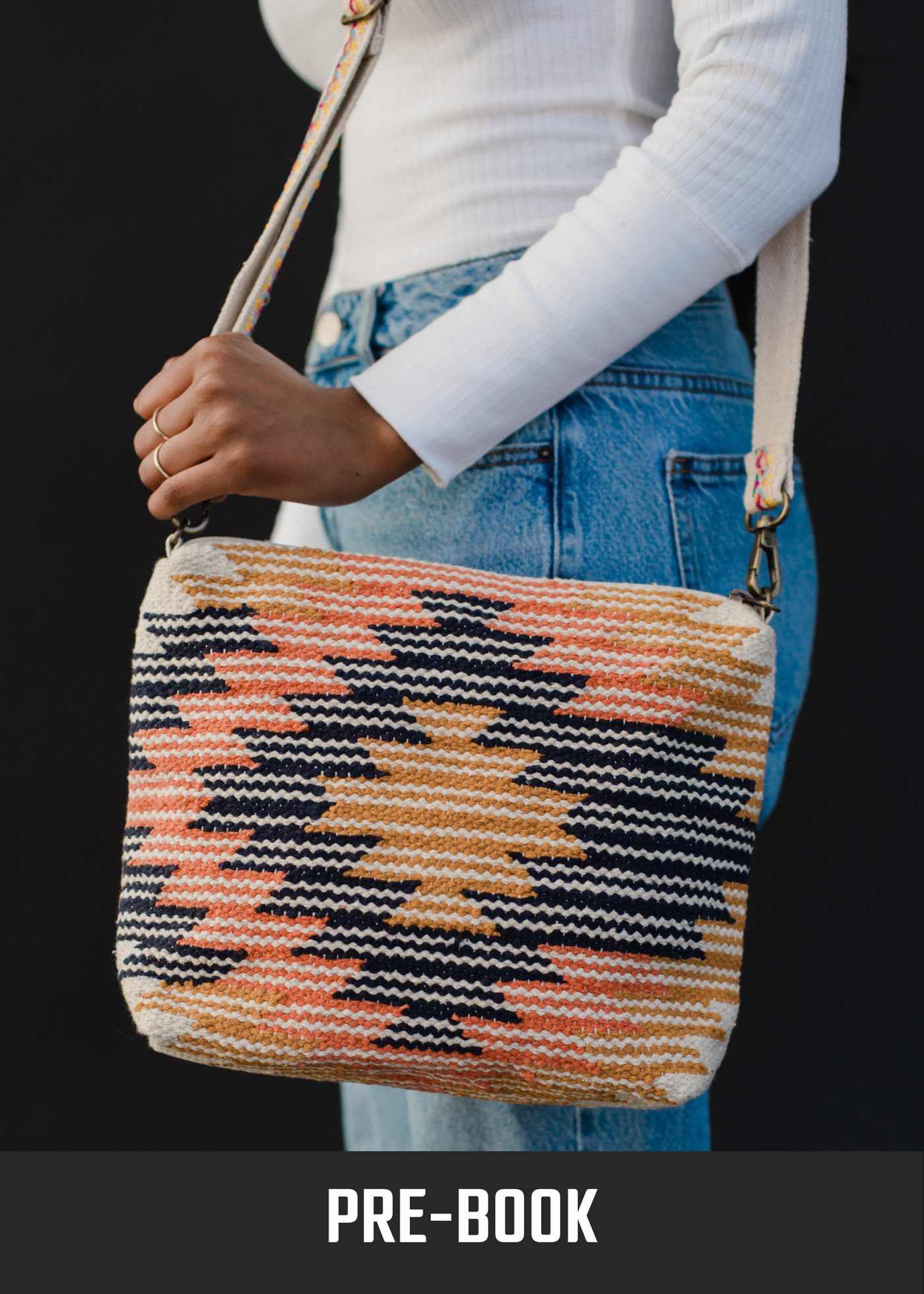 Cream & Multicolored Aztec Crossbody