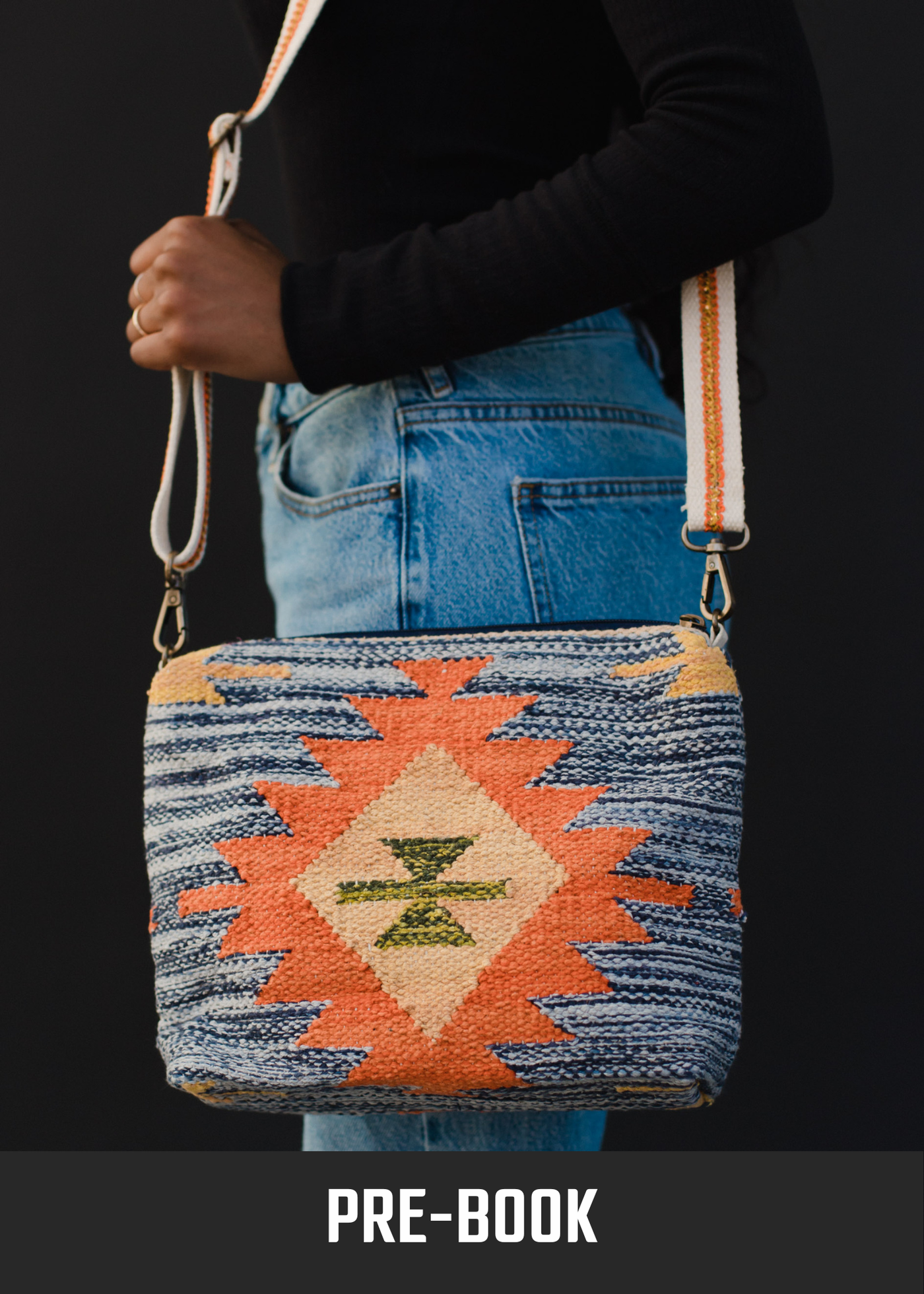 Blue & Multicolored Aztec Crossbody