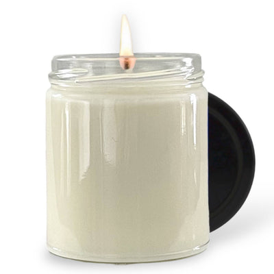 NO LABEL SOY WAX CANDLE - BLACK LID: 8 oz Single Wick / Clarity
