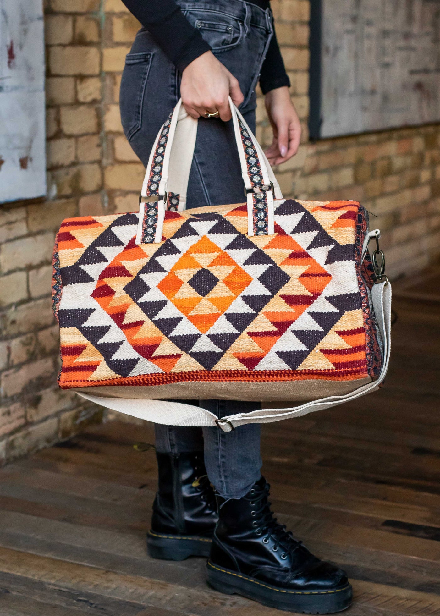 Brown, Orange & Red Aztec Duffel